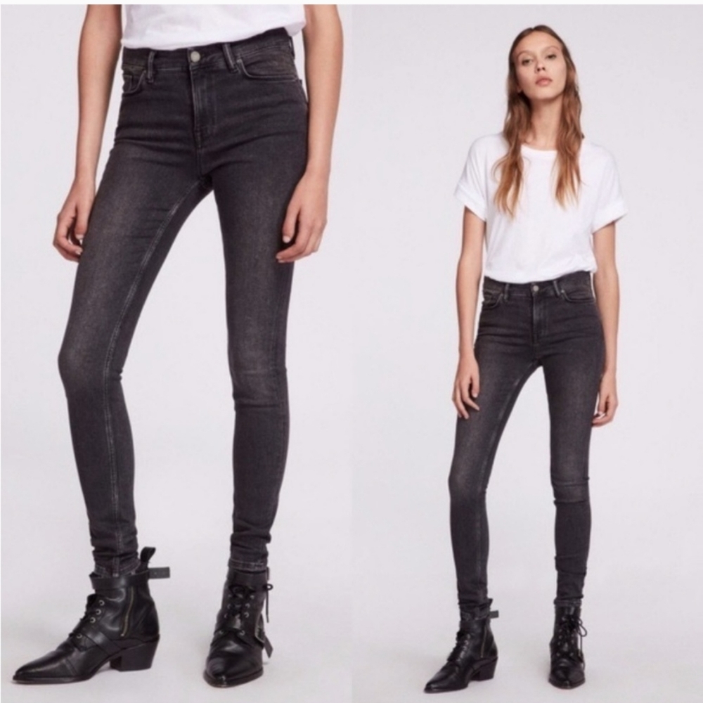 All Saints Grace Skinny Denim Jeans in Washed Black - 26